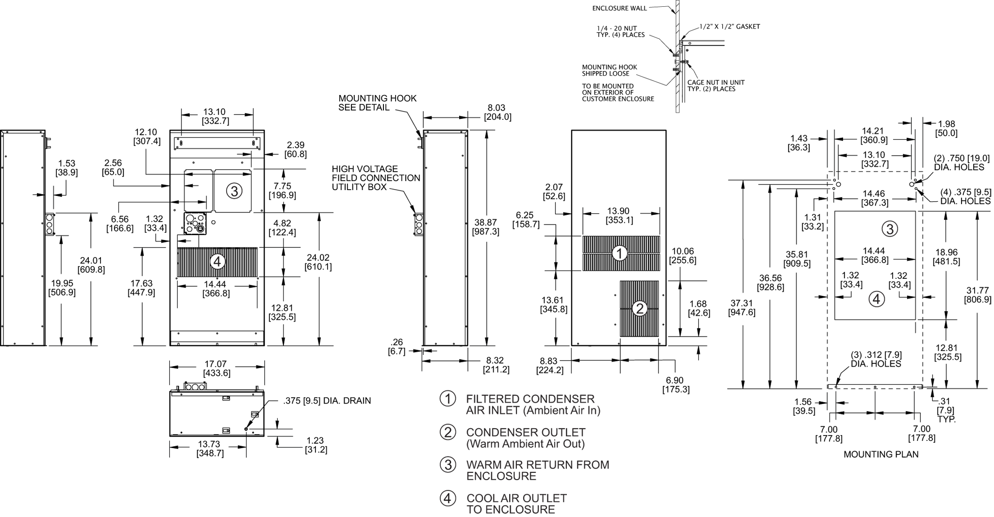 Profile DP38 480V (Leg.) general arrangement drawing