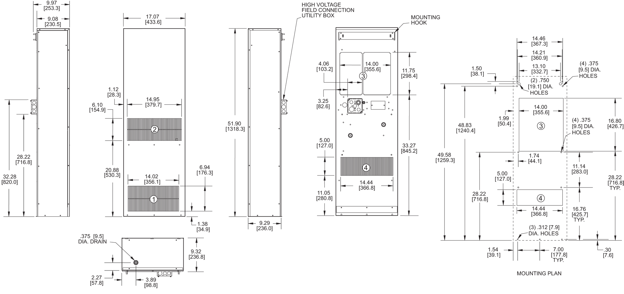 Profile DP52 480V (Leg.) general arrangement drawing