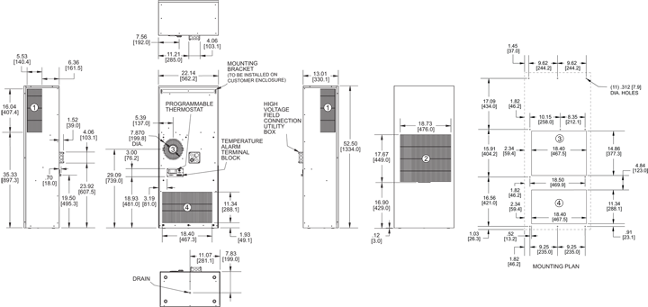 Guardian DP53 480V Air Conditioner general arrangement drawing