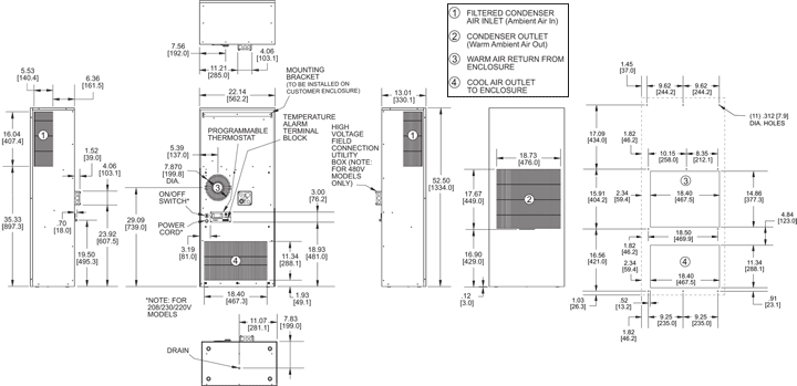 Guardian DP53LV Air Conditioner general arrangement drawing