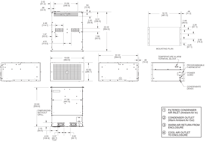 H10 Switchable Air Conditioner general arrangement drawing