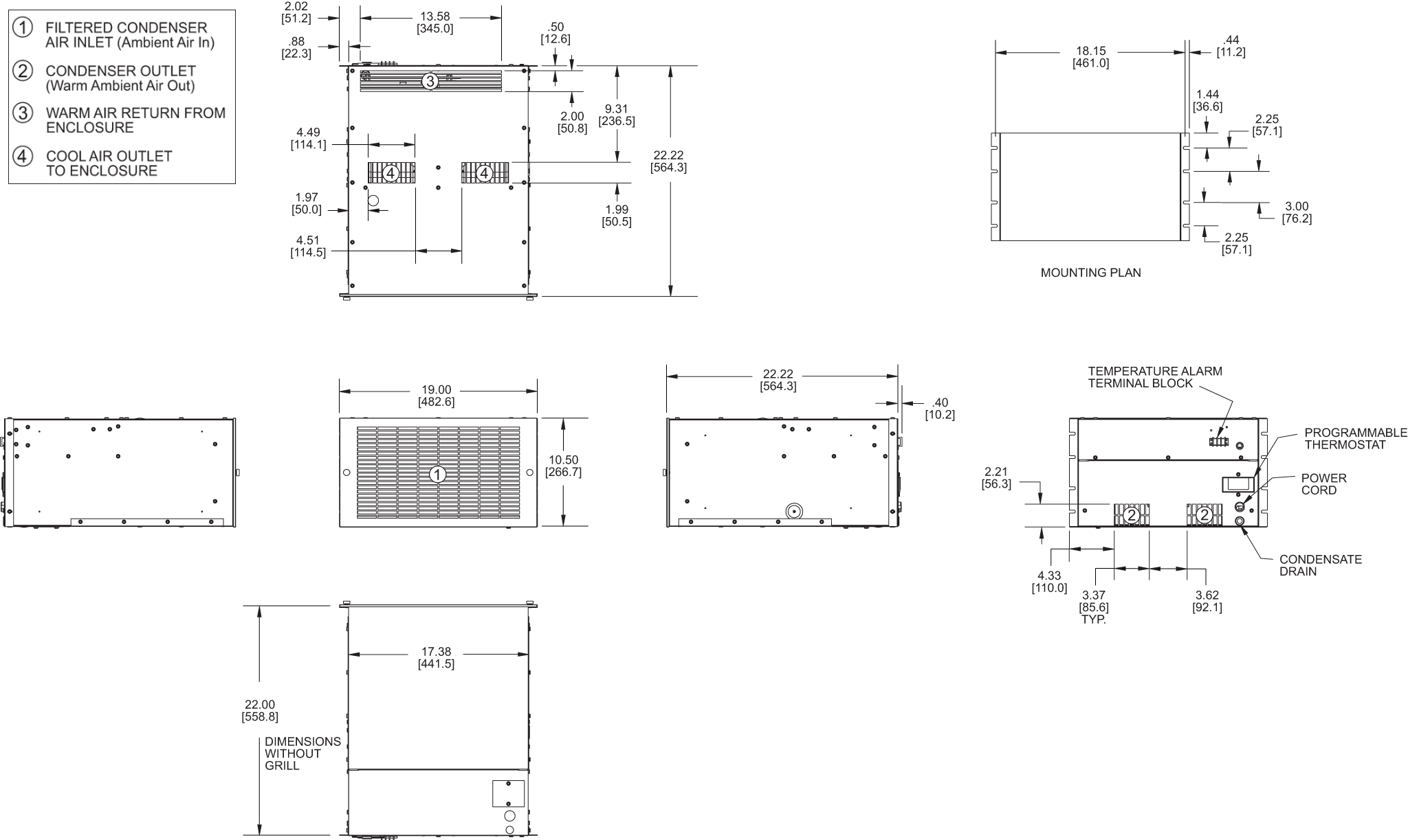 Rack/Top Mount H9 general arrangement drawing