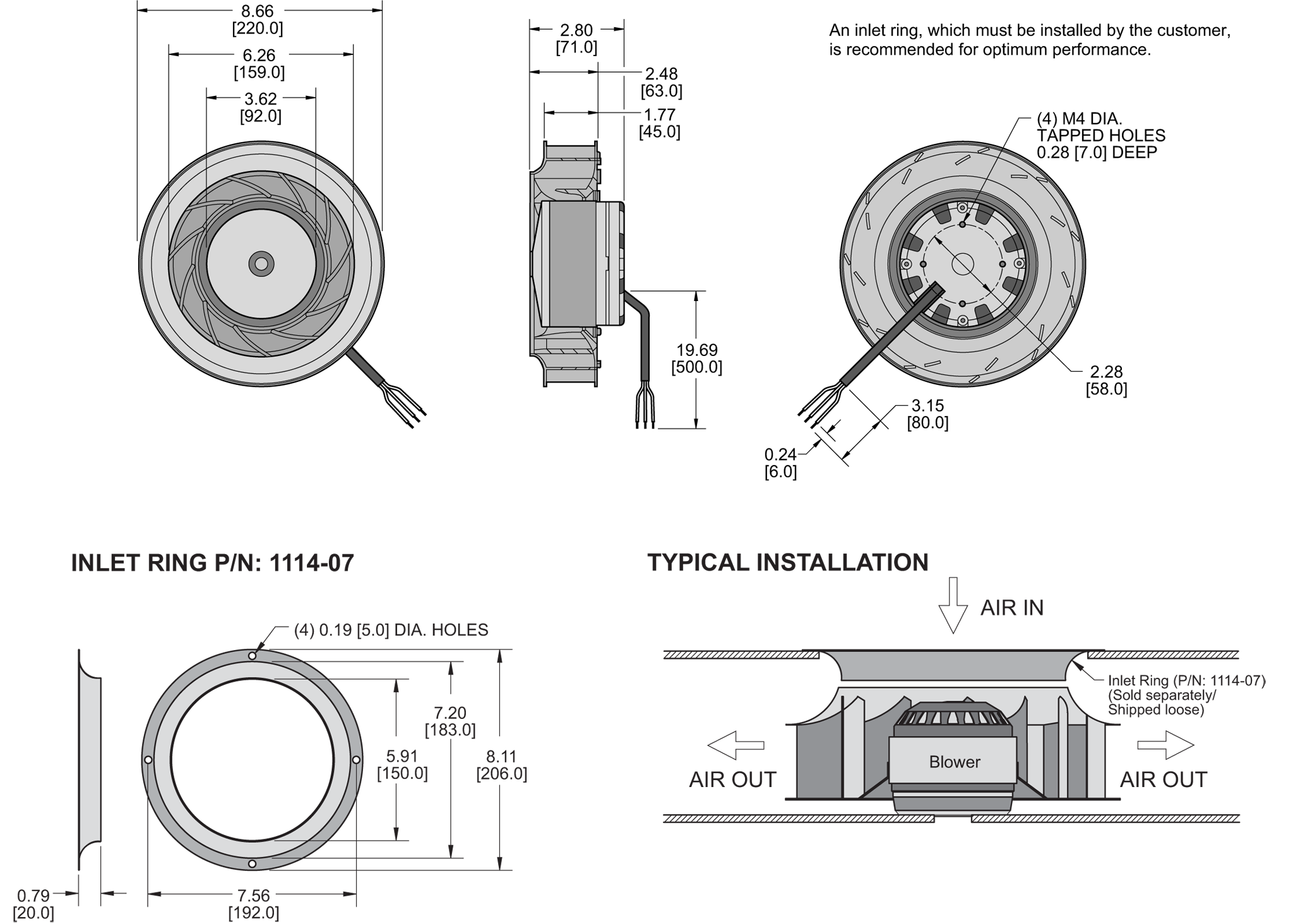 K7BCE220/45A Impeller general arrangement drawing