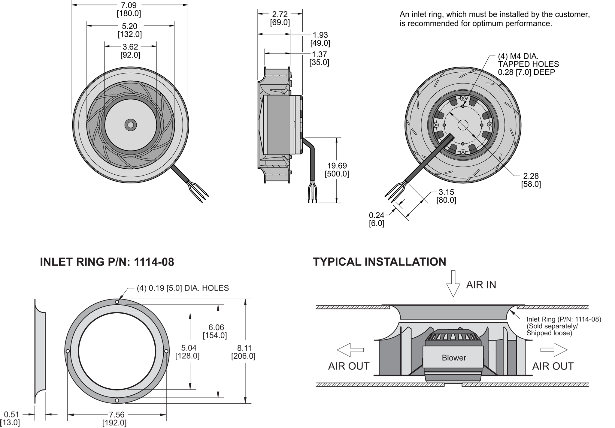 K8BCE180/35A Impeller general arrangement drawing