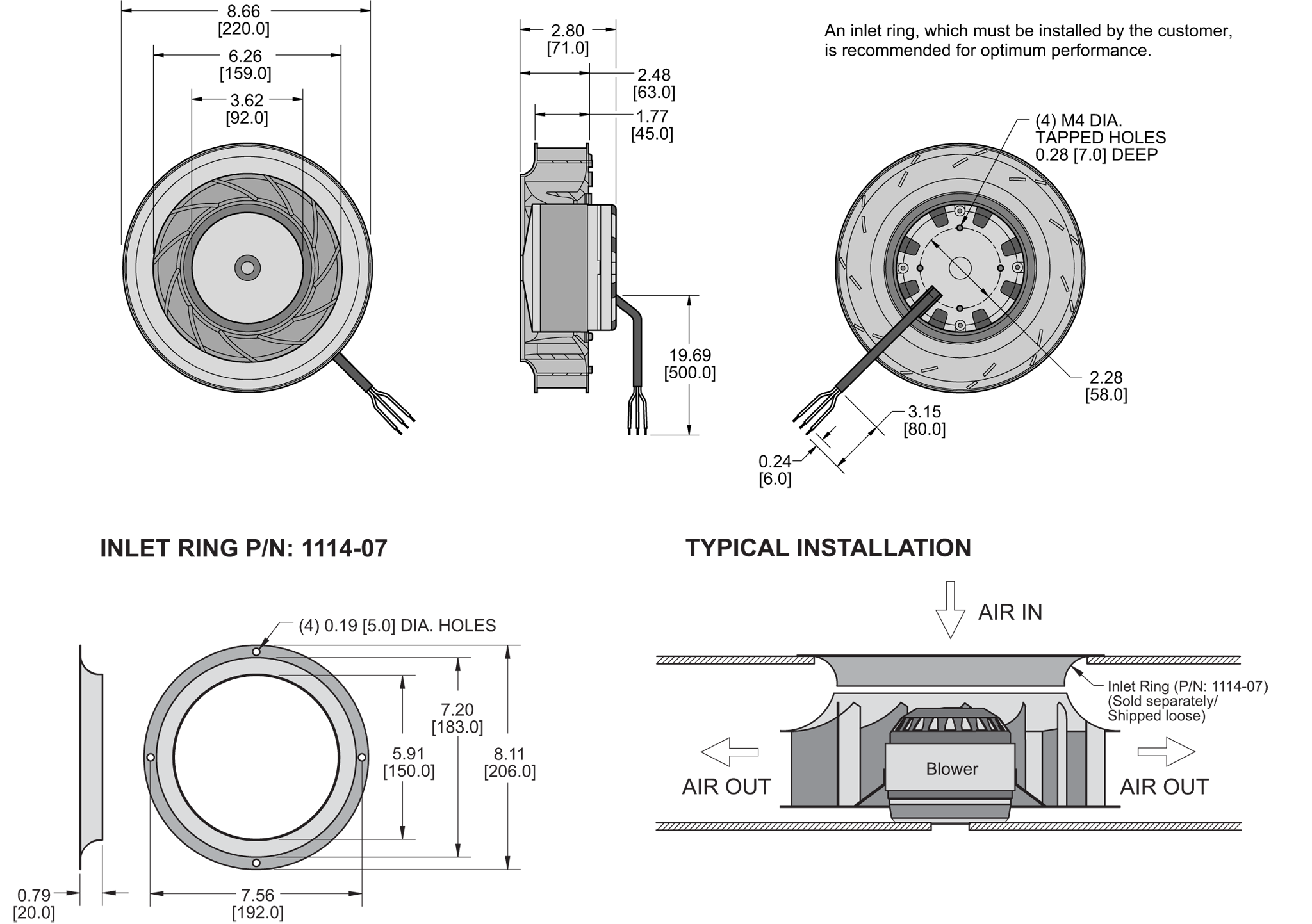 K8BCE220/45B Impeller general arrangement drawing