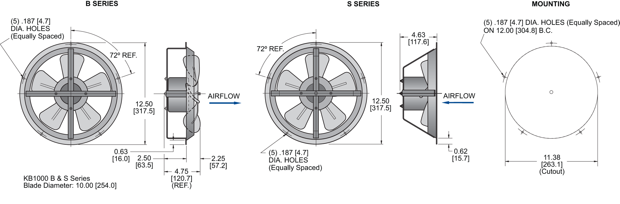 KB1000 Thin Fans general arrangement drawing