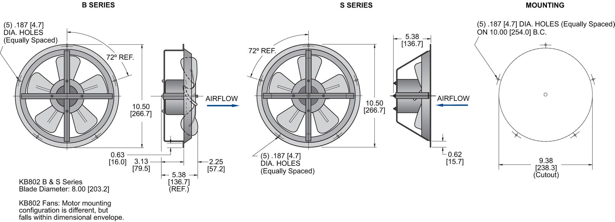 KB802 Thin Fans general arrangement drawing