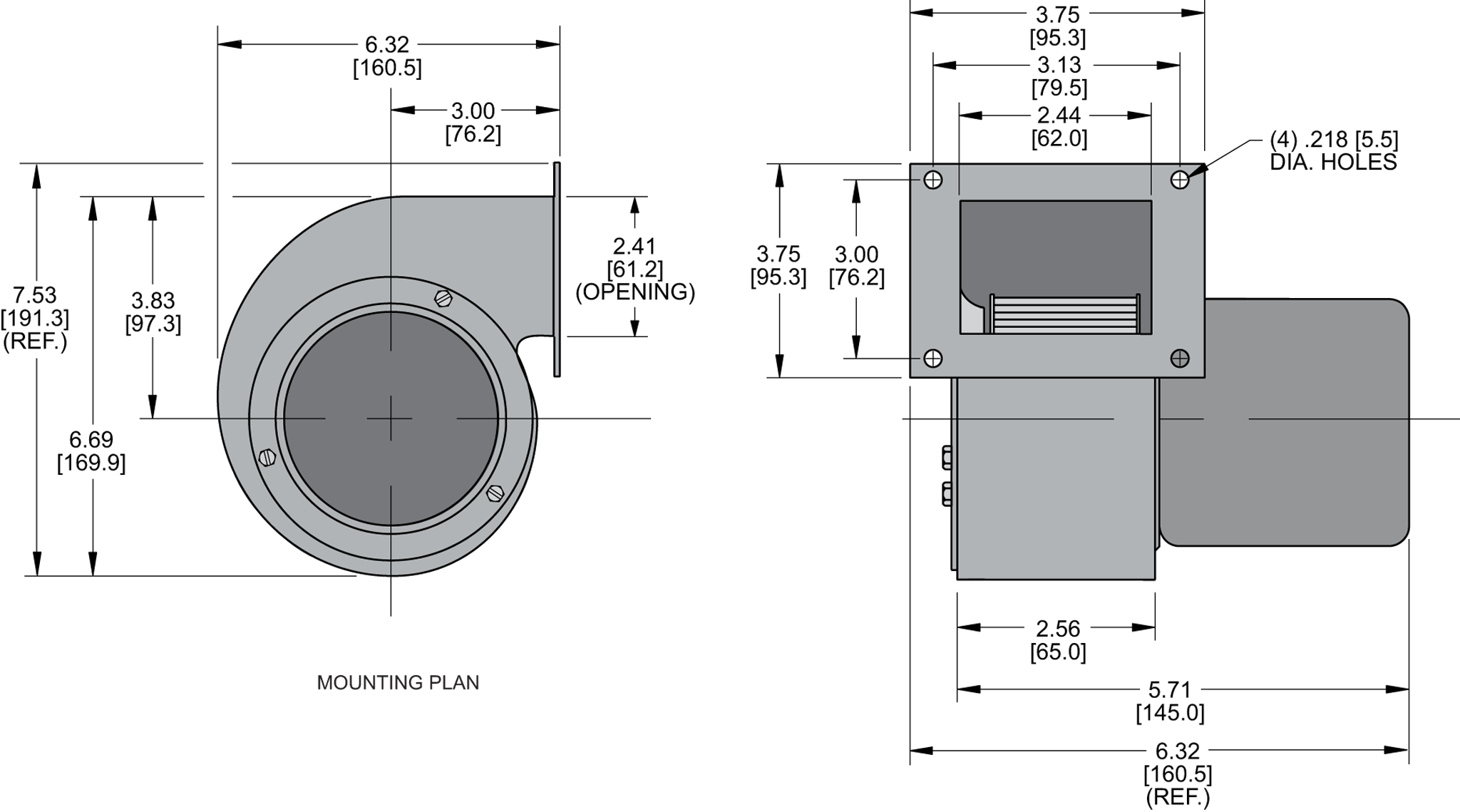 KBB35 Single Blower general arrangement drawing