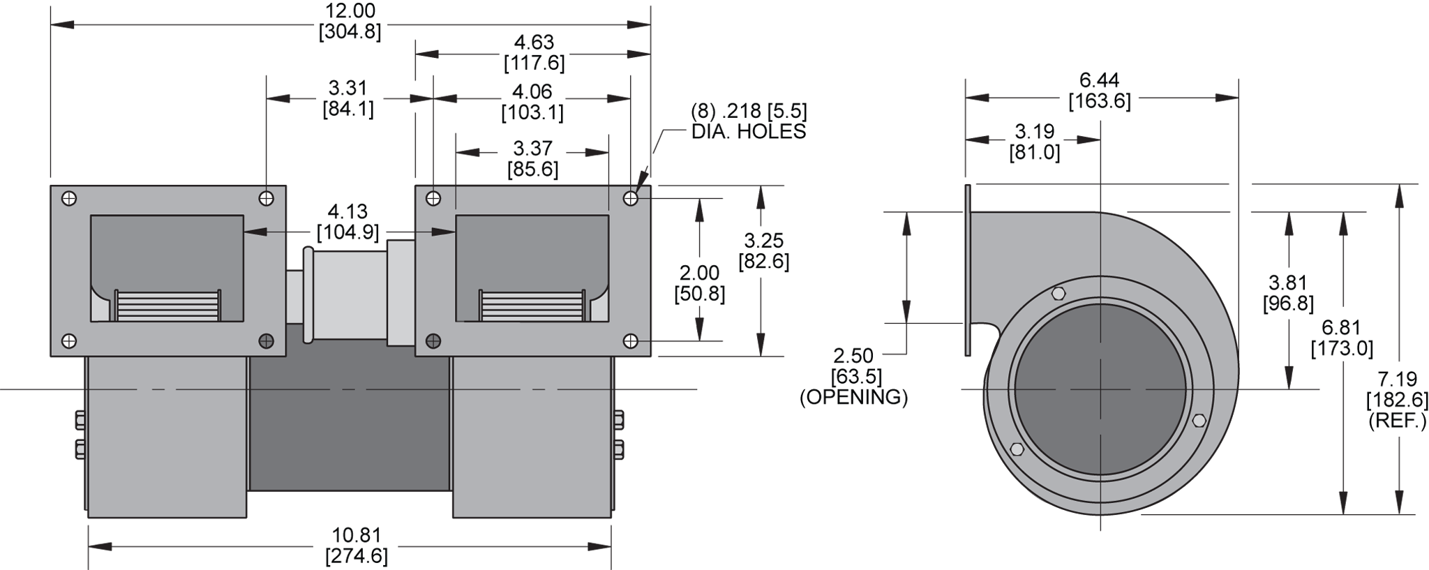 KBB36-36 Double Blower general arrangement drawing