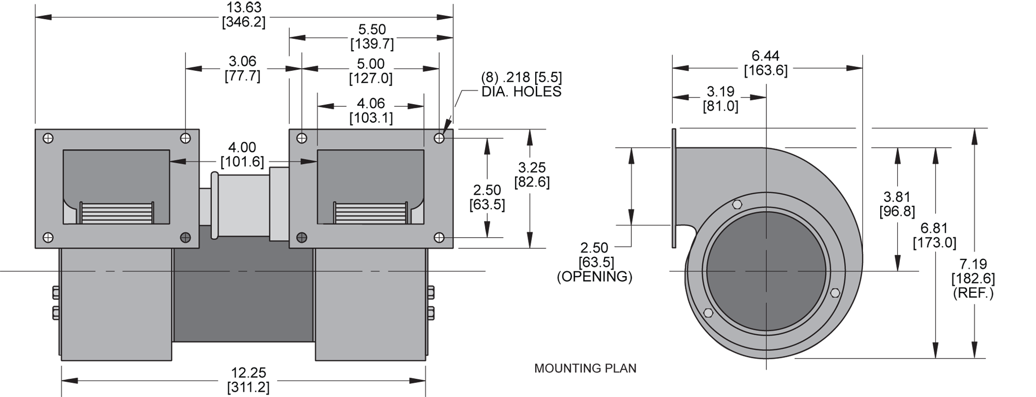 KBB37-37 Double Blower general arrangement drawing