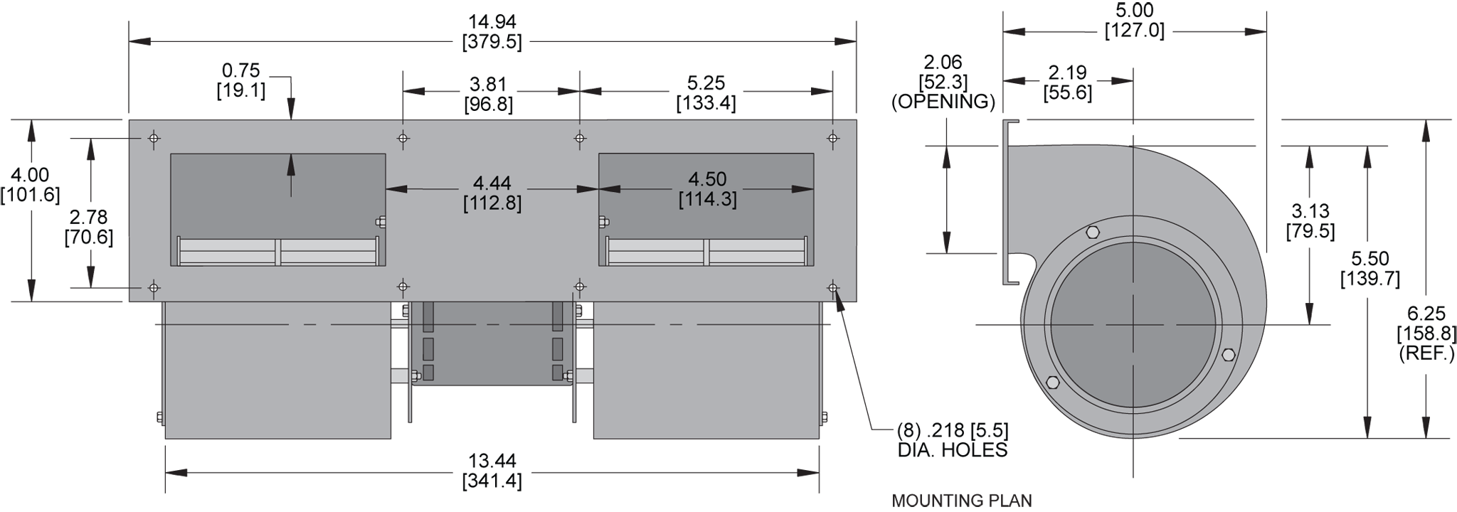 KBB430 Quad. Blower general arrangement drawing