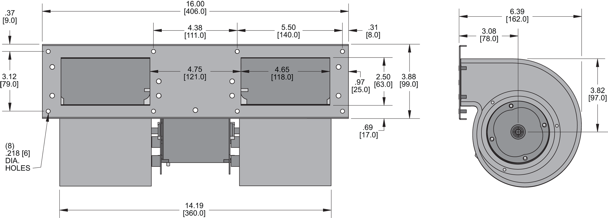 KBB435 Quad. Blower general arrangement drawing