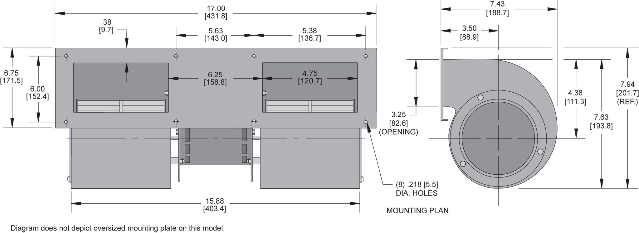 KBB443 Quad. Blower general arrangement drawing