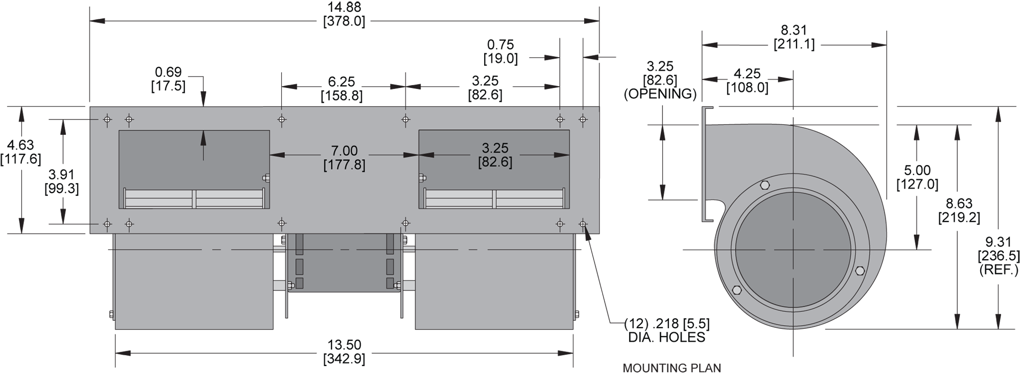 KBB451 Quad. Blower general arrangement drawing