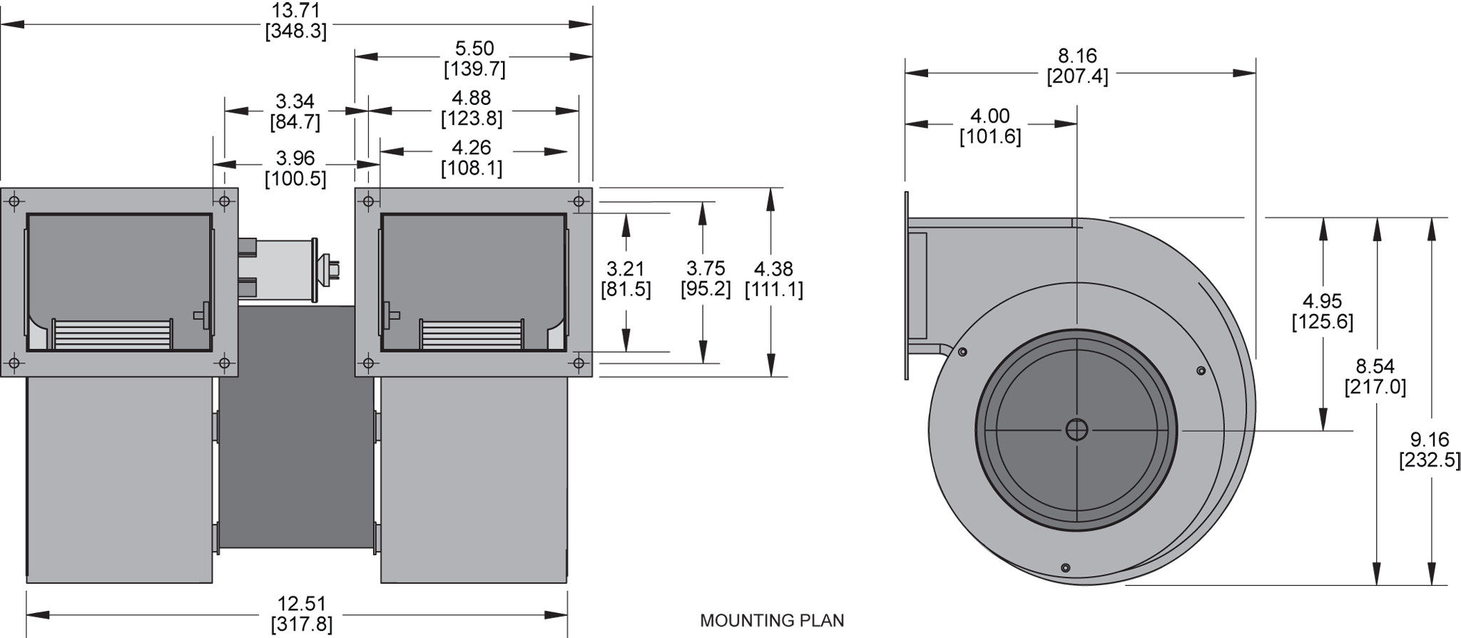 KBB50-50 Double Blower general arrangement drawing