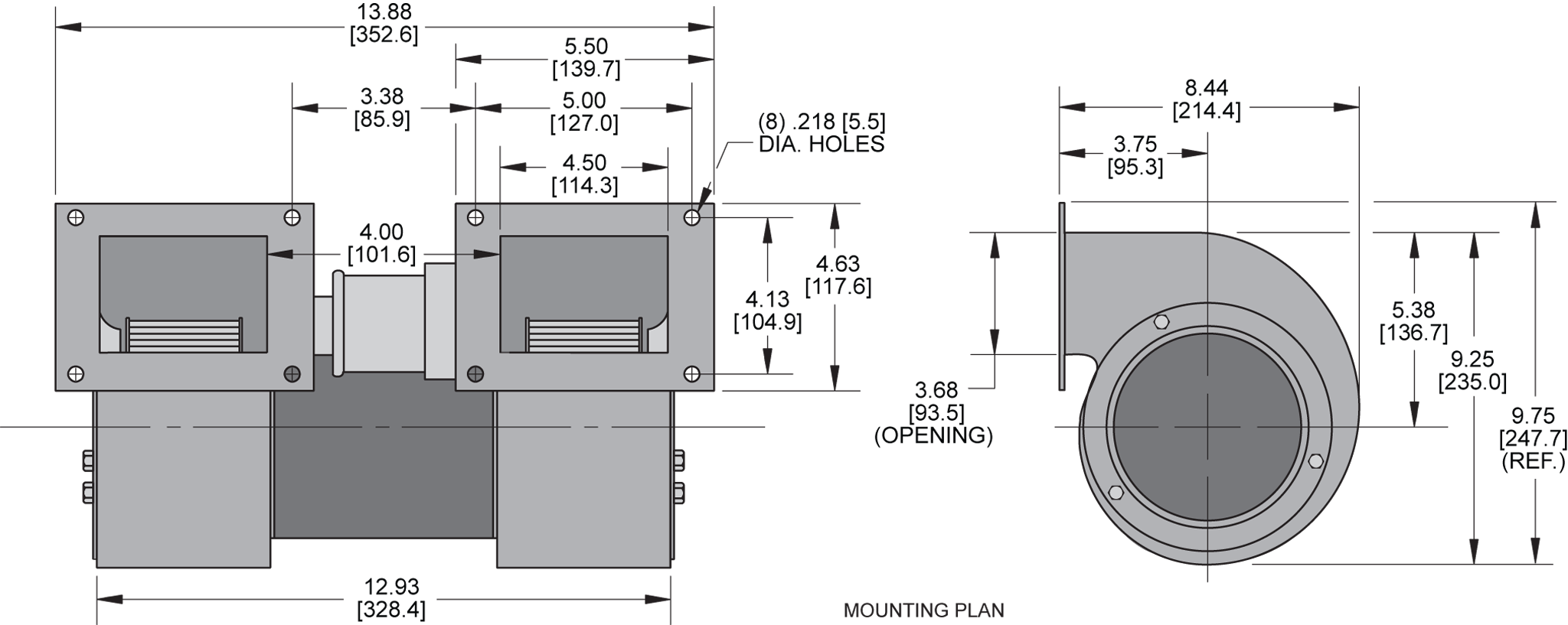 KBB57-57 Double Blower general arrangement drawing