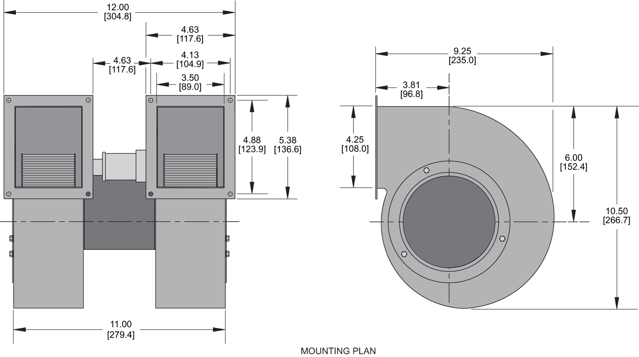 KBB60-60 Double Blower general arrangement drawing