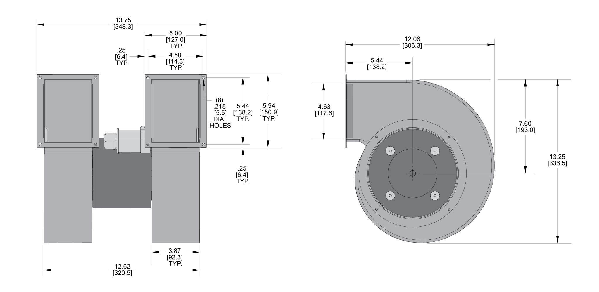 KBB80-80 Double Blower general arrangement drawing