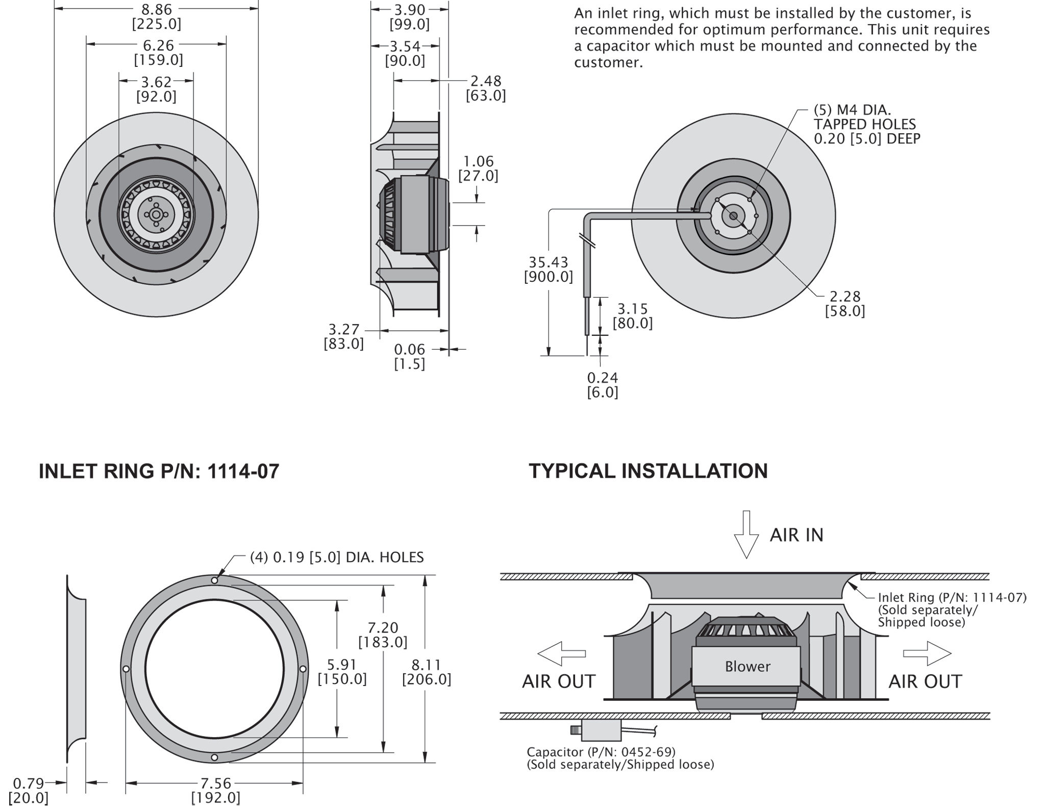 KBC2E225/63B Impeller general arrangement drawing