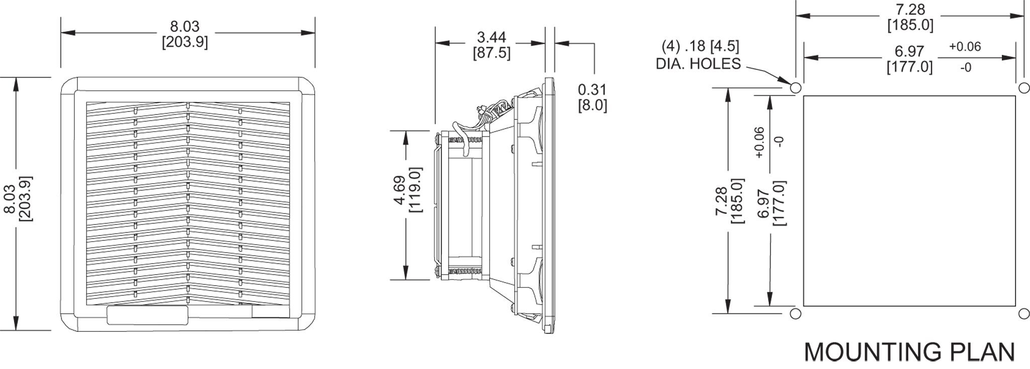 KFF13PAUN Filter Fans general arrangement drawing