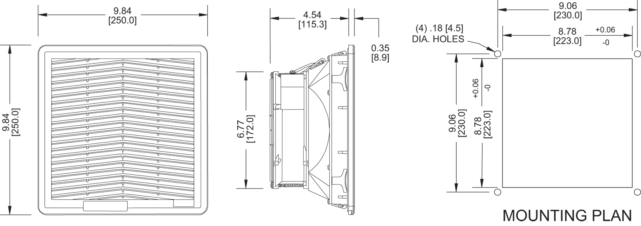 KBFF15AUF Filter Fans general arrangement drawing