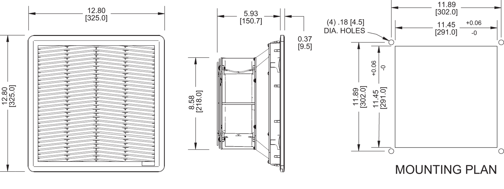 KFF20 Filter Fans general arrangement drawing