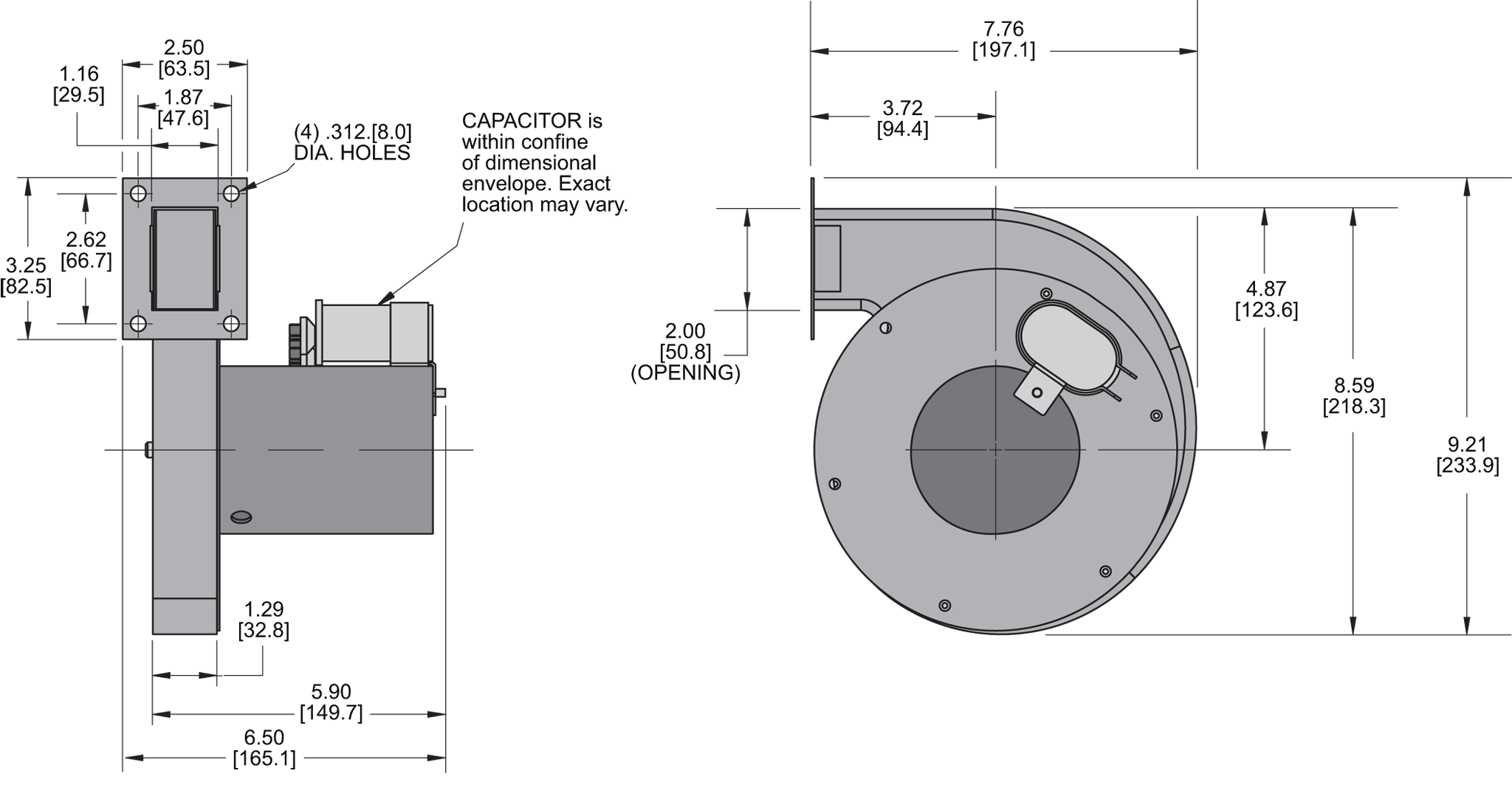 KBR60 Radial Blower general arrangement drawing