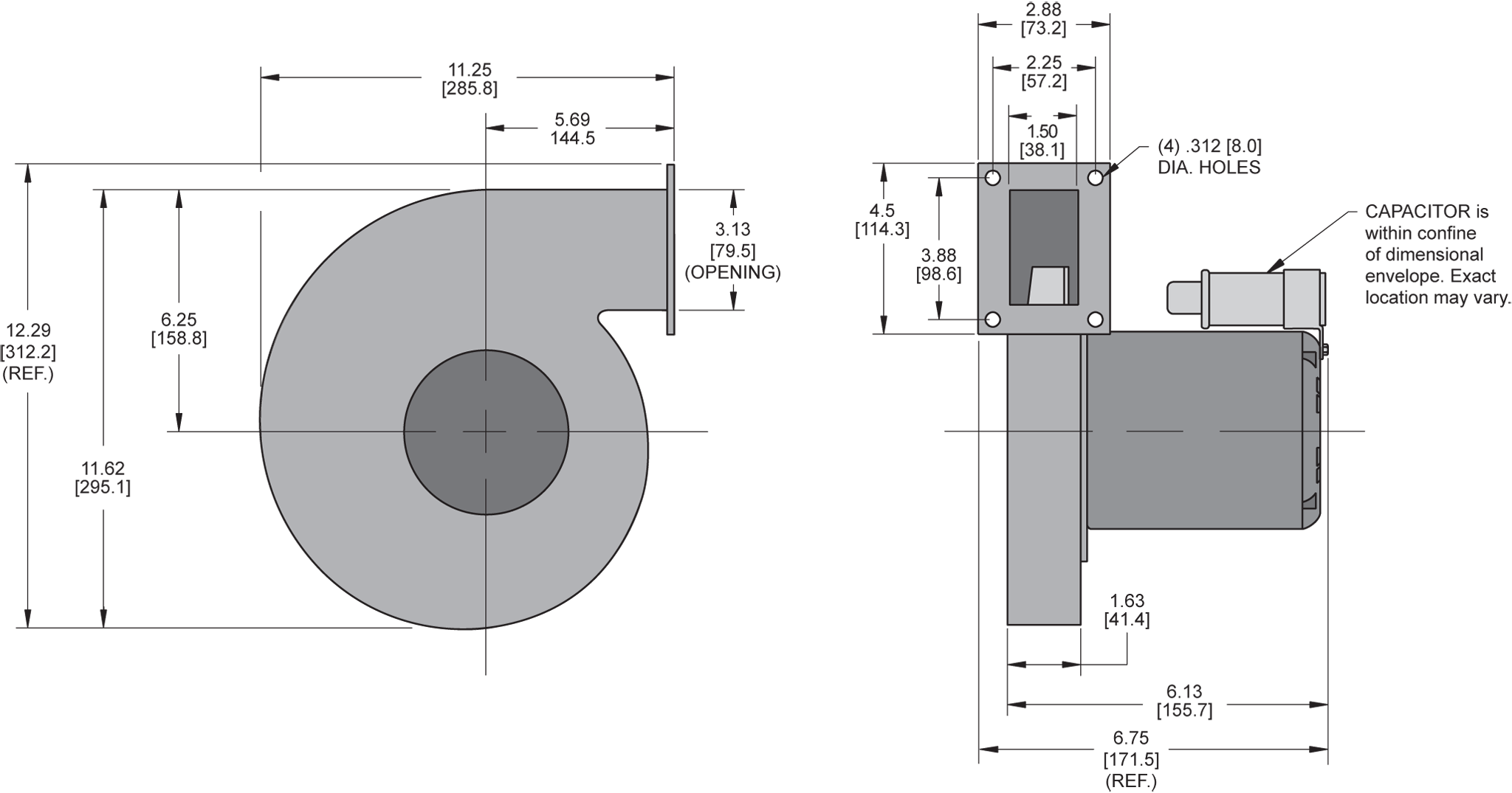 KBR90 Radial Blower general arrangement drawing