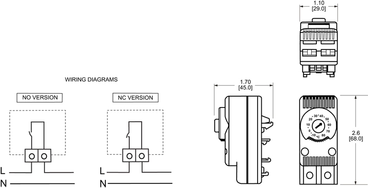 Mechanical Thermostat General Arrangement Drawing