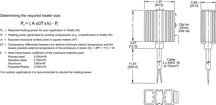 wiring diagram for small PTC electrical enclosure heater