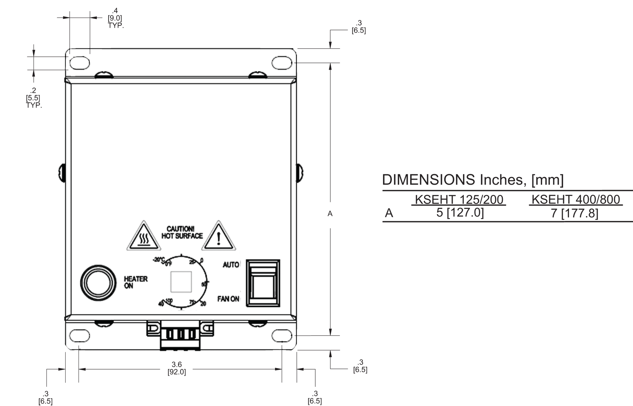 Fan Heater General Arrangement Drawing