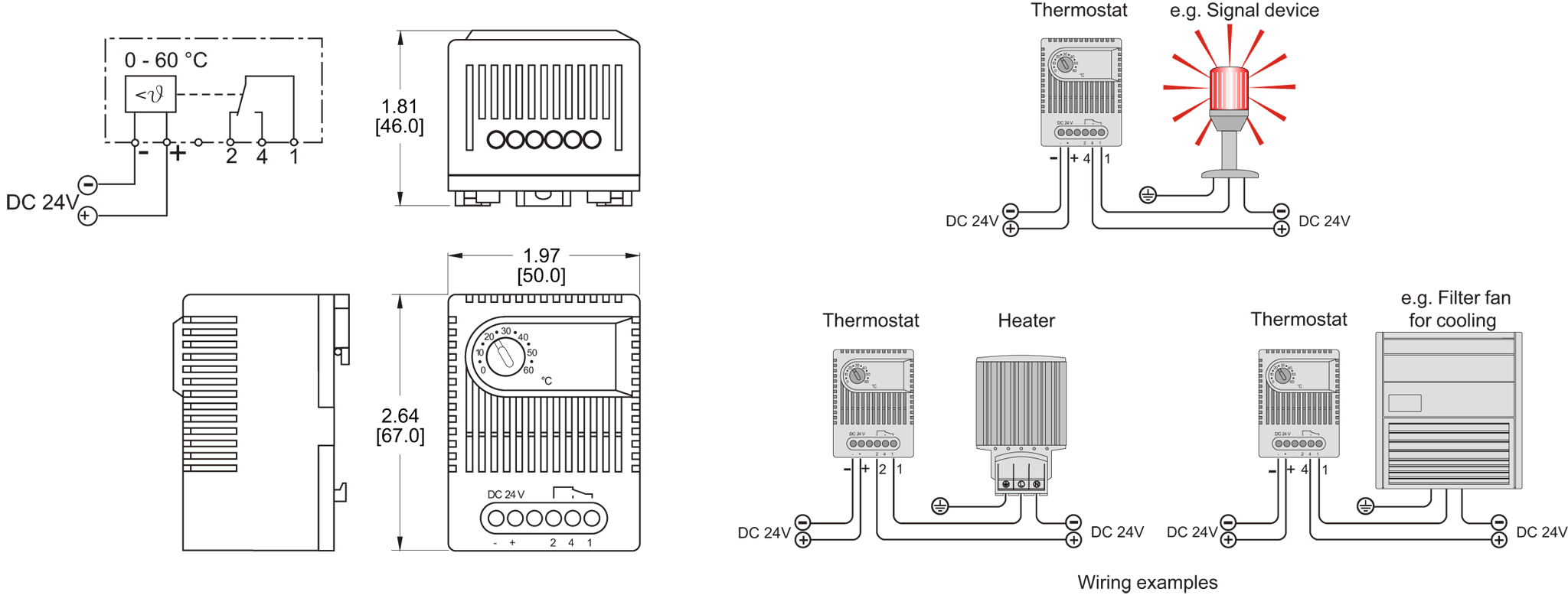 24V DC electronic enclosure thermostat wiring diagram