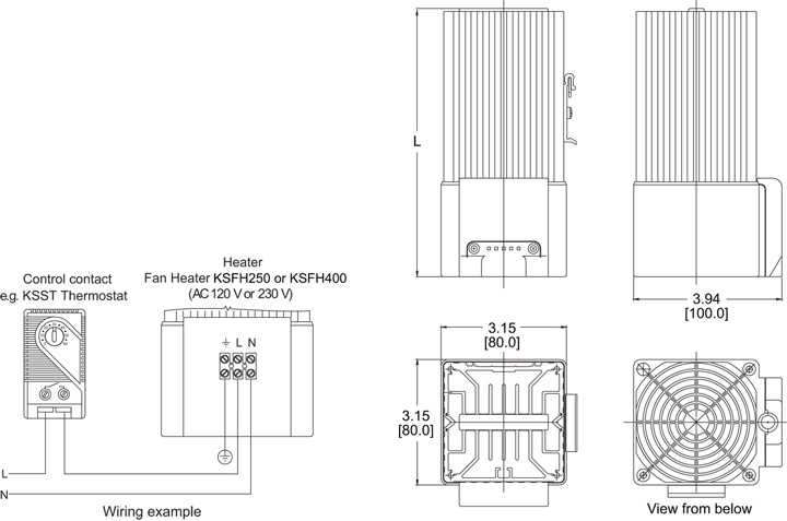 Fan Heater General Arrangement Drawing