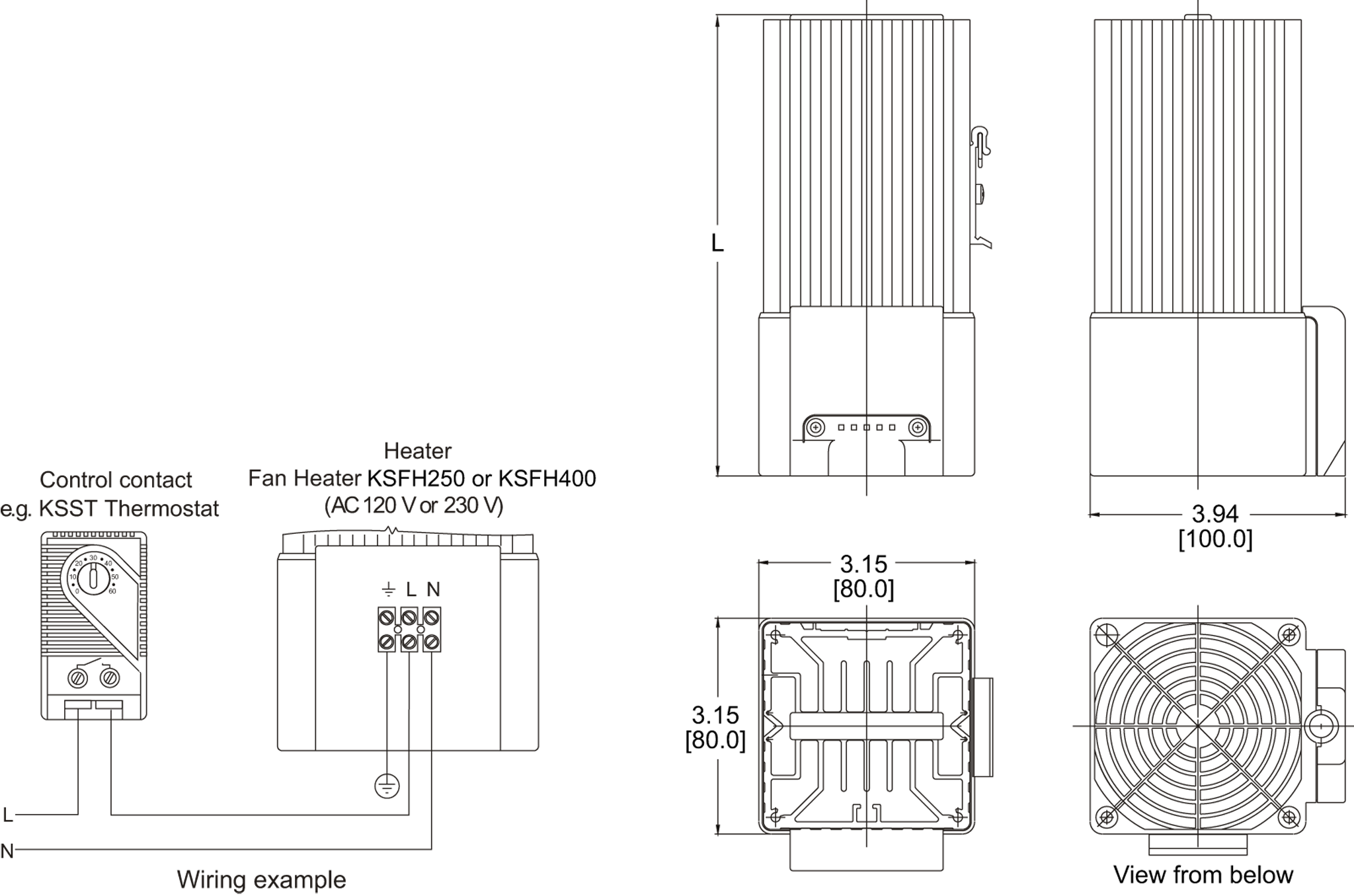Fan Heater General Arrangement Drawing