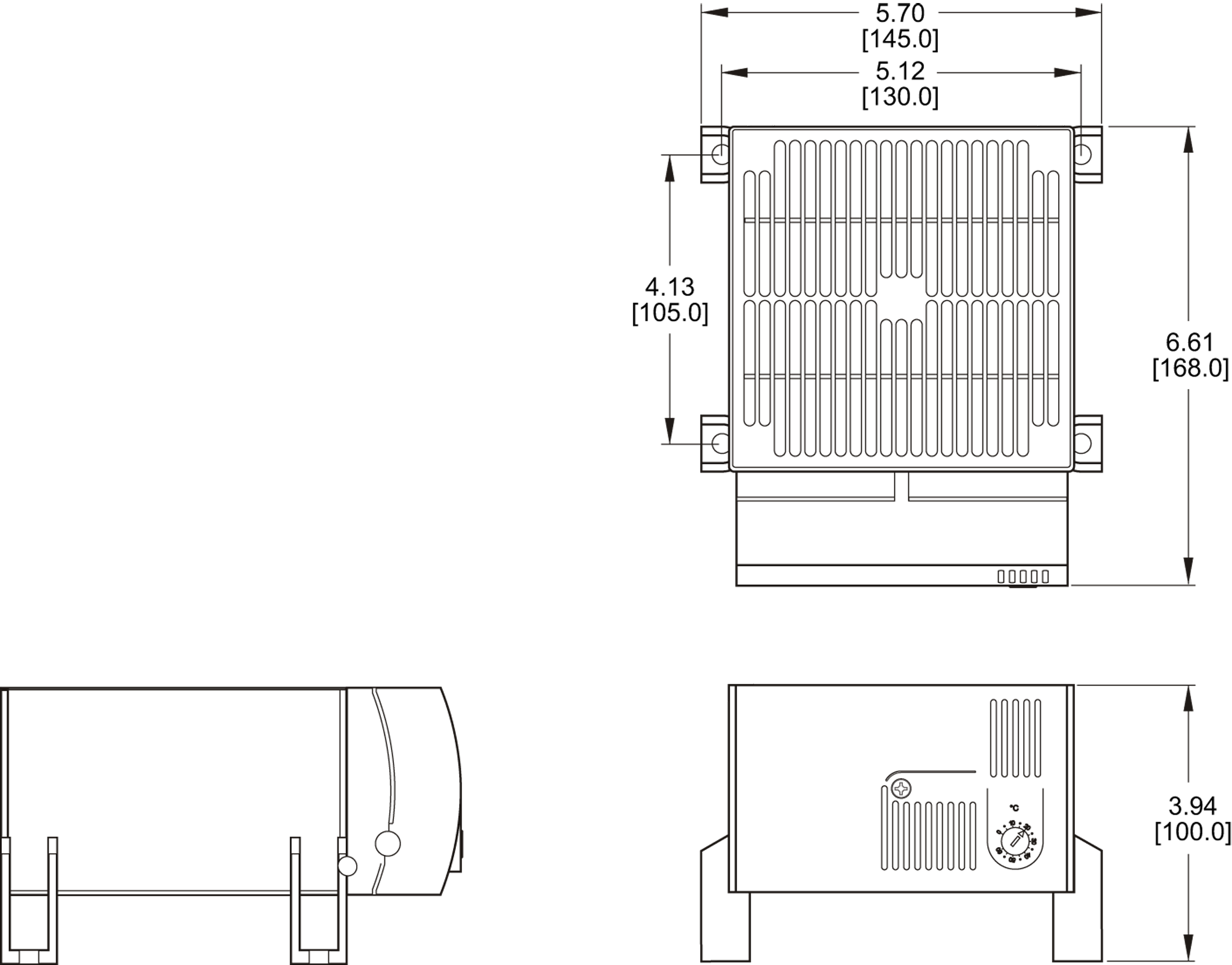 Foot-Mounted Heater General Arrangement Drawing