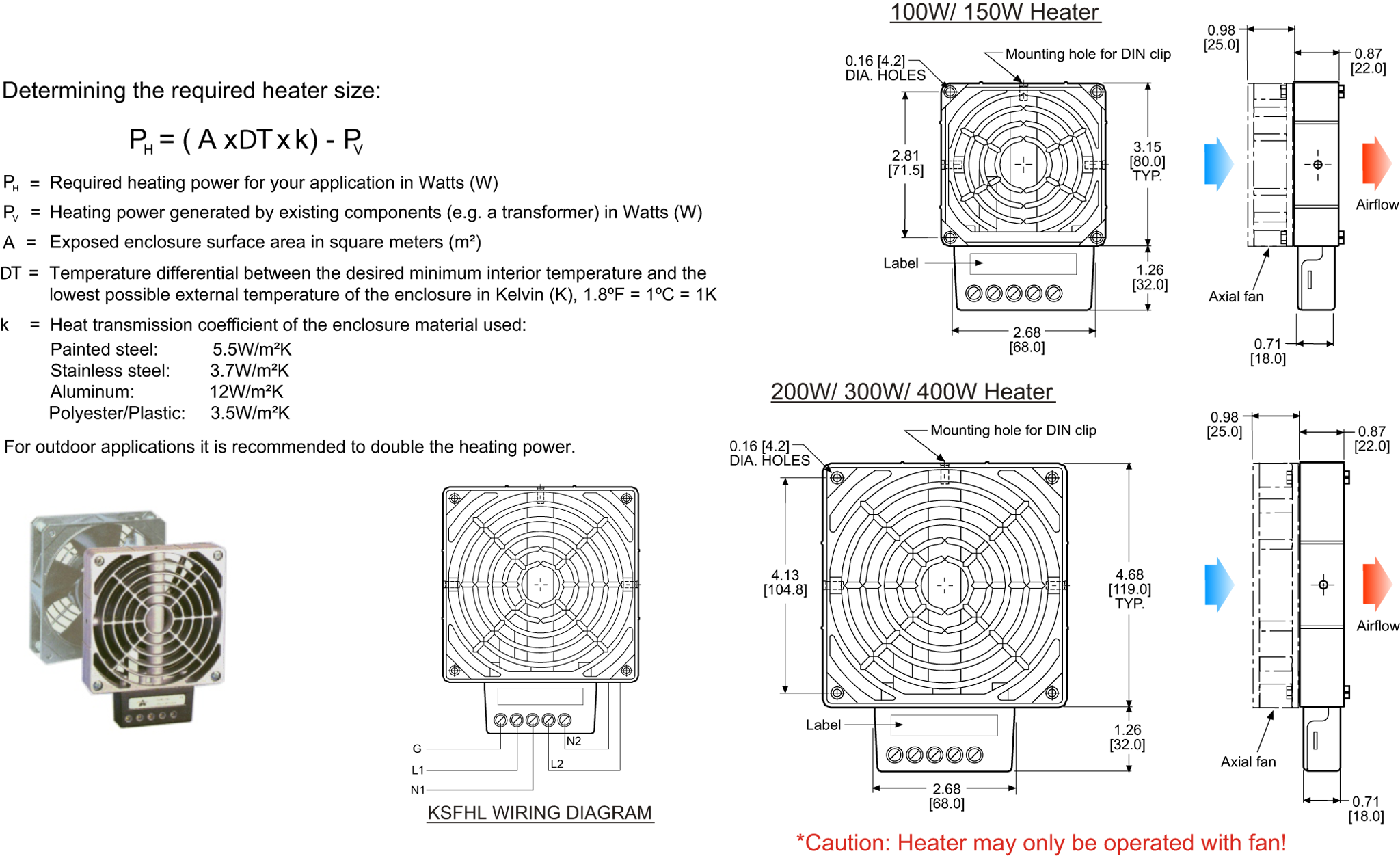 Fan Heater General Arrangement Drawing