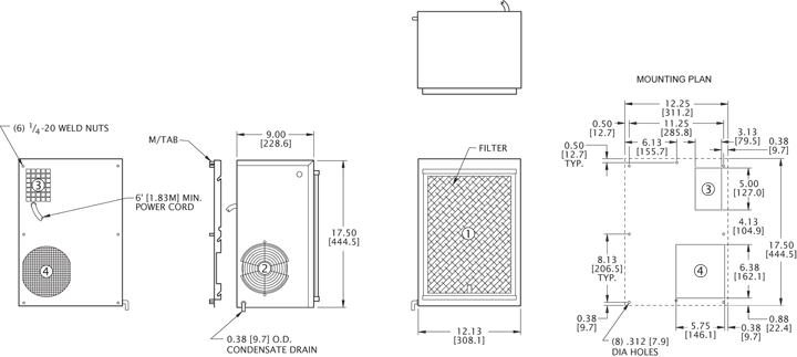 TrimLine NP17 (Dis.) Air Conditioner general arrangement drawing