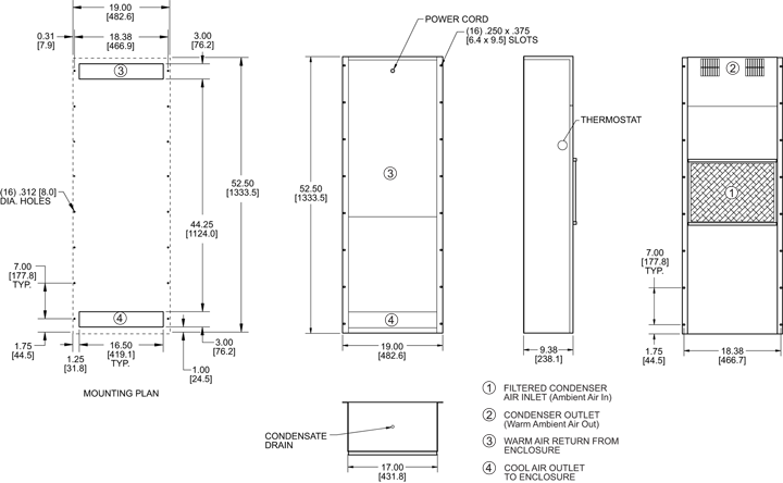 Traditional P52 Air Conditioner general arrangement drawing