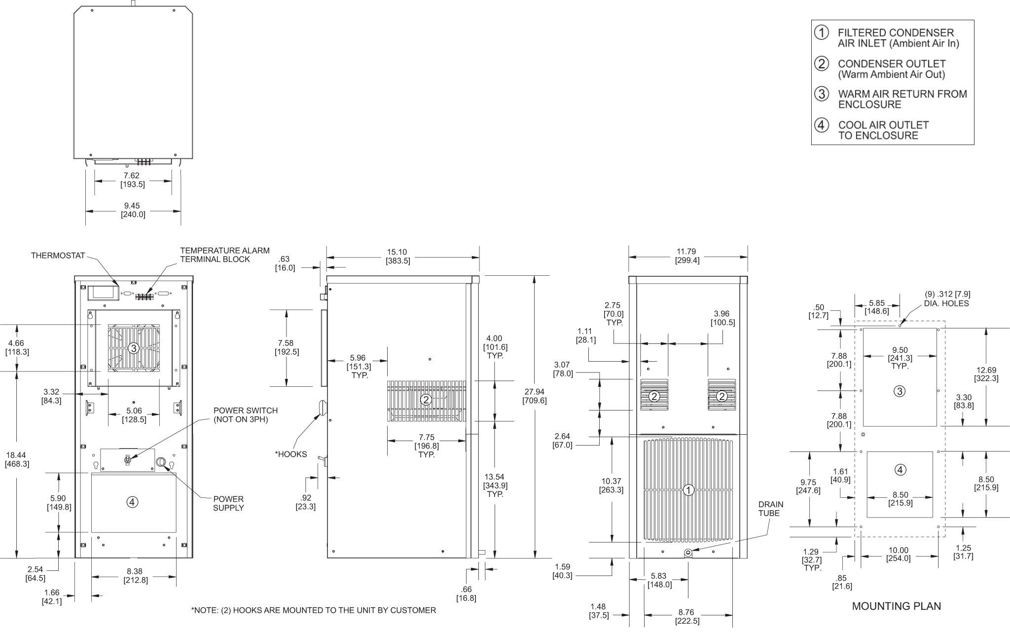 Slimkool SP28 480-Legacy general arrangement drawing